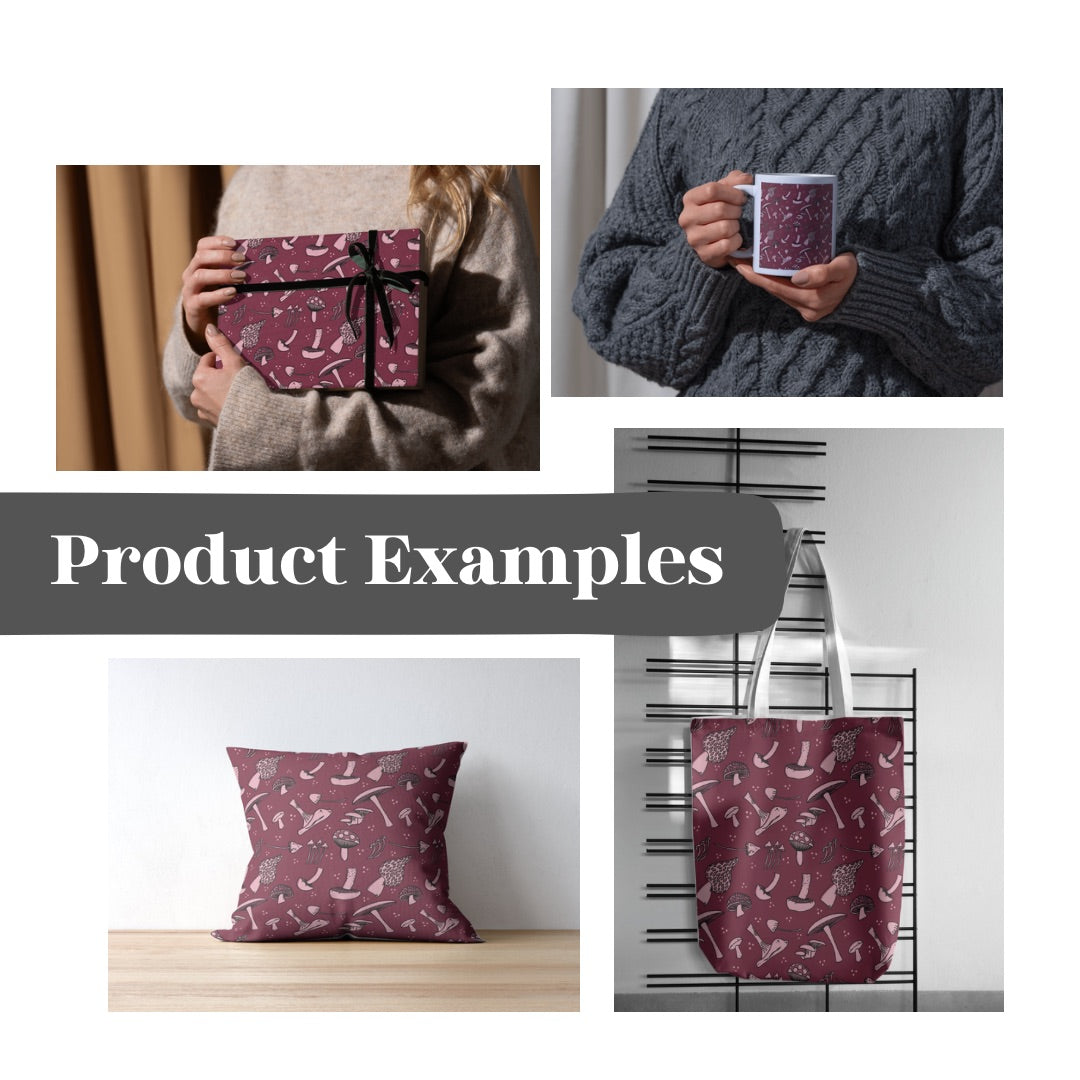 Mushroomed 3 Hand-Drawn Printable Seamless File