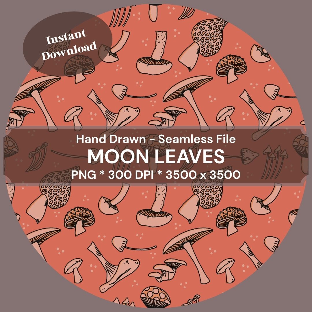 Mushroomed 4 Hand-Drawn Printable Seamless File