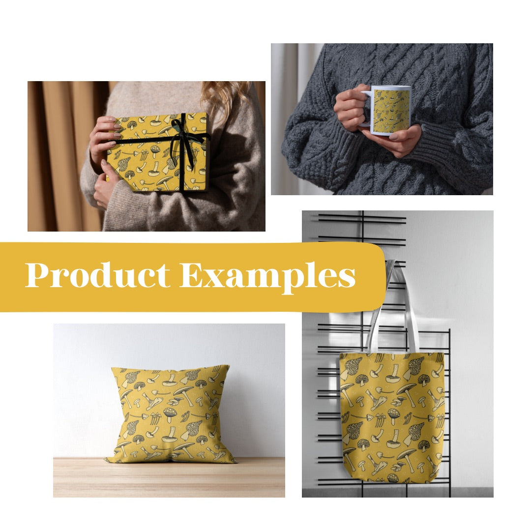 Mushroomed 6 Hand-Drawn Printable Seamless File