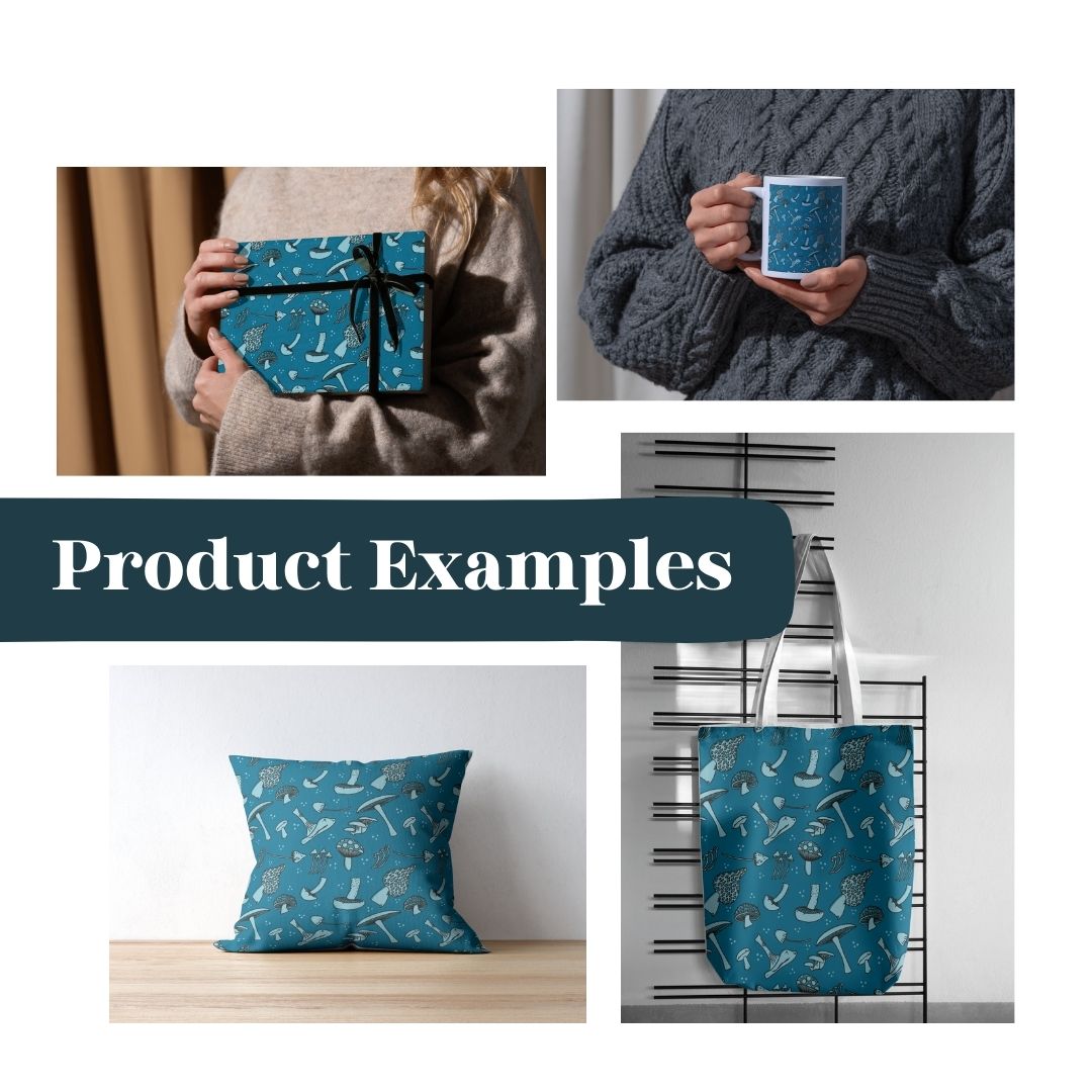 Mushroomed 2 Hand-Drawn Printable Seamless File