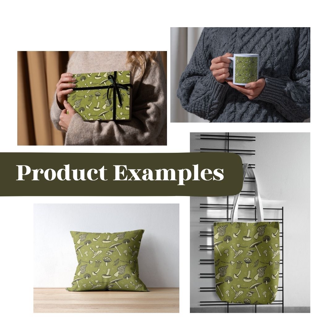 Mushroomed 5 Hand-Drawn Printable Seamless File