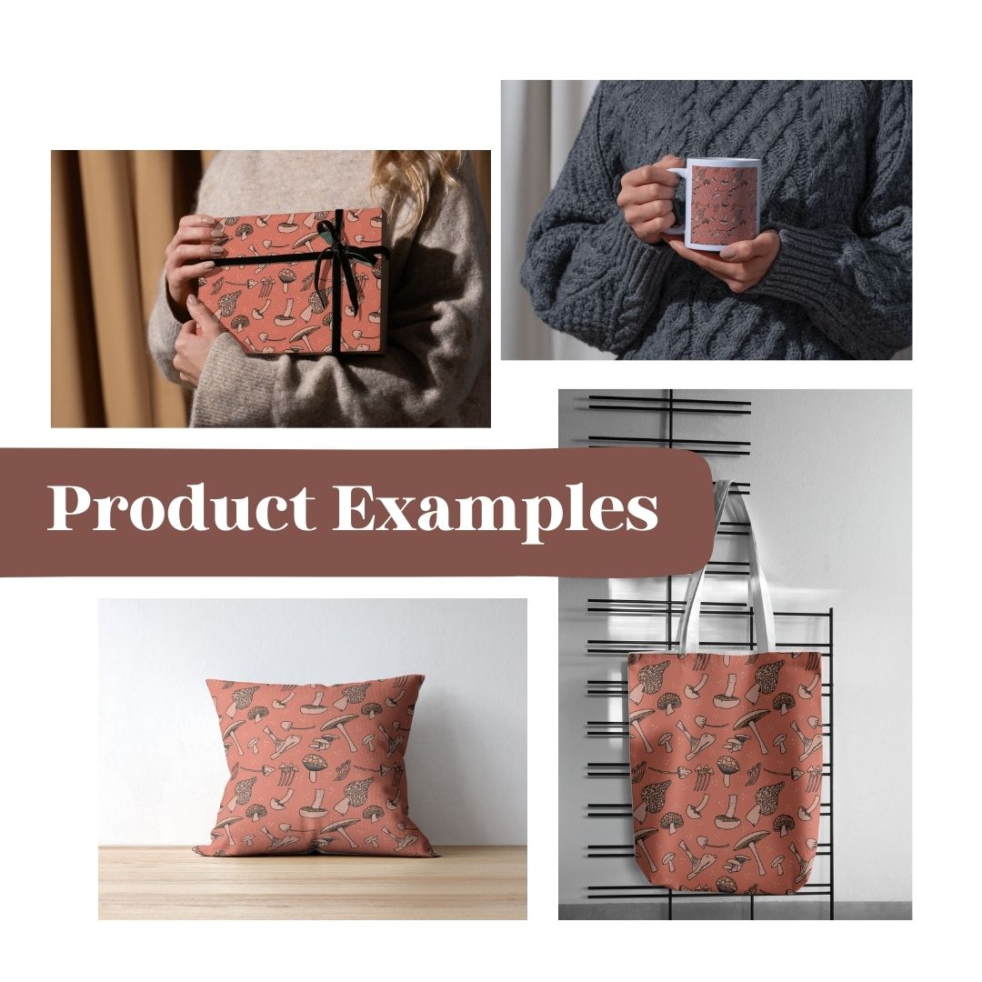 Mushroomed 4 Hand-Drawn Printable Seamless File